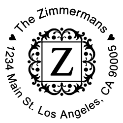 Storybook Round Letter Z Monogram Stamp Sample